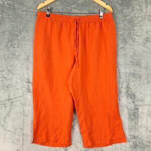 Womens Pants 12W Linen Blend Coastal‎ Wide Leg Beachy Vacation Resort Summer